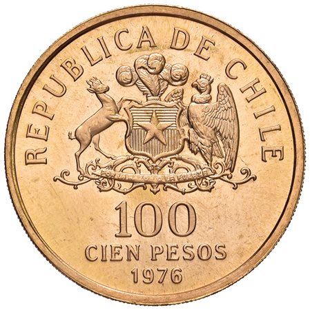 CILEAstuccio 1976 con 100 pesos in oro e 10 e 5 pesos in cupro-nichel. FDC.