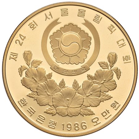 COREA DEL SUD50.000 won 1986 in oro per la XXIV Olimpiade, Seul 1988.PROOF....