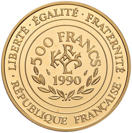 FRANCIA. Repubblica. 500 franchi/70 ecus in oro 1990 "Carlo Magno". PROOF. In...