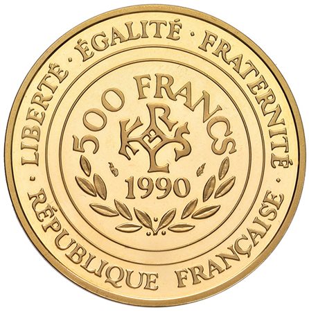 FRANCIA. Repubblica. 500 franchi /70 ecus in oro 1990, "Carlo Magno". PROOF....