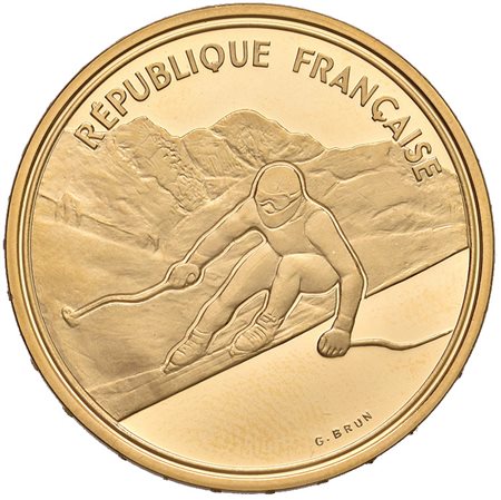FRANCIA. Repubblica. 500 franchi in oro 1989 per i Giochi Olimpici d'inverno,...