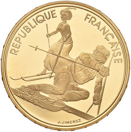 FRANCIA. Repubblica. 500 franchi in oro 1990 per i Giochi Olimpici d'Inverno,...