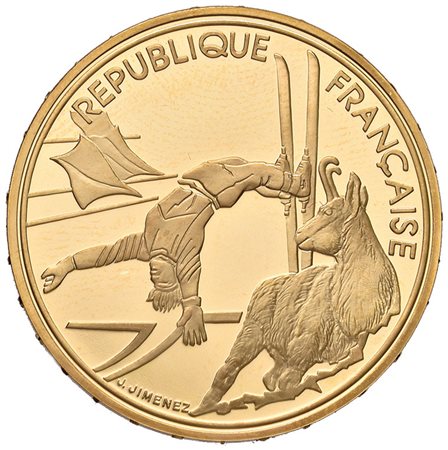 FRANCIA. Repubblica. 500 franchi in oro 1990 per i Giochi Olimpici d'Inverno,...