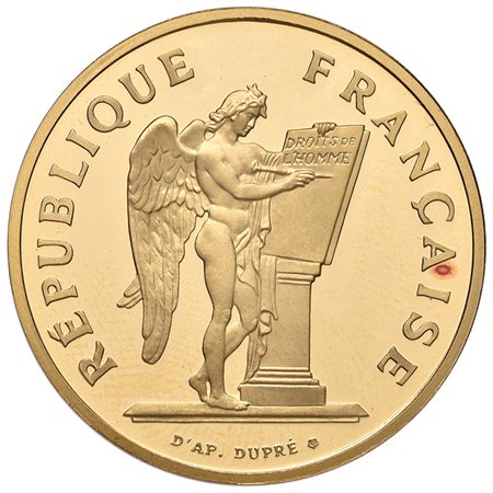 FRANCIA. Repubblica. 100 franchi in oro 1989. FDC. In astuccio