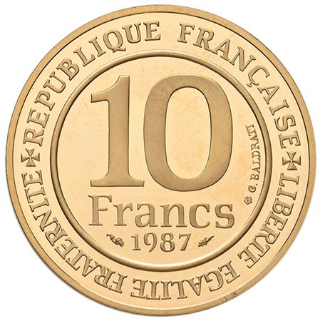 FRANCIA. Repubblica.10 franchi in oro 1987. Millenario dei Capetingi. FDC. In...