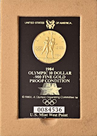 U.S.A.10 dollari 1984 in oro per la XXIII Olimpiade, Los Angeles 1984.PROOF.