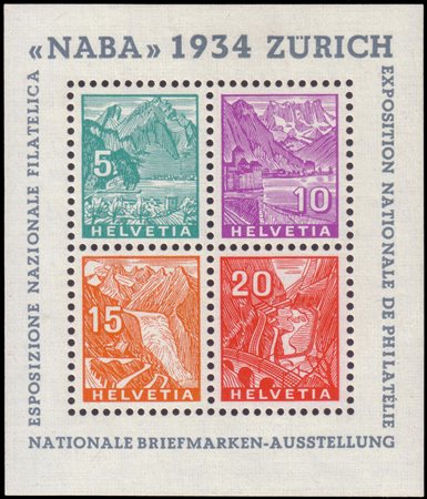 [SVIZZERA] 1934Foglietto "Esposizione filatelica nazionale NABA"....