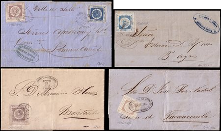 [URUGUAY] 1860/1862Emissione governativa.Lotto formato da 4 lettere del...