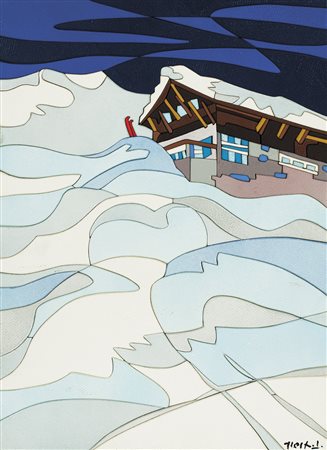 Ugo Nespolo (Mosso 1941) Neve;Acrilico su legno, 35 x 50 Firma