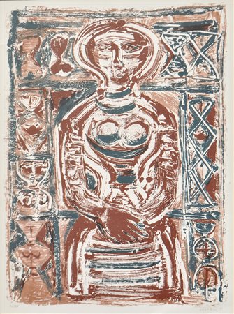 Massimo Campigli (Max Ihlenfeld 1895 - Saint Tropez 1971) Donna alla finestra...