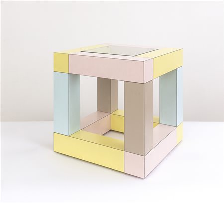 Ettore Sottsass Kleiner Tisch Mimosa, 1984;Kunststoff-Laminat, Wurzelholz,...