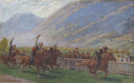 August v. Meissl (Bösing 1867 – 1926) Haflingerrennen in Meran-Untermais,...
