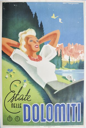 Franz Lenhart Plakat „Estate nelle Dolomiti”, 1940 ca.;Lithografie, 97,5 x 66...