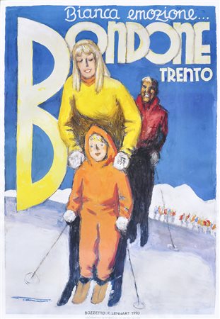 Franz Lenhart Plakat „Bianca emozione Bondone“, 1990;Offset, 96 x 65,5 cm,...