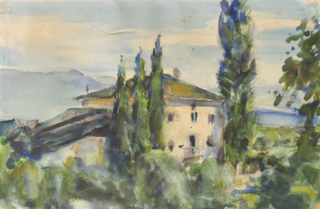 Hans Josef Weber-Tyrol Ansitz in Eppan;Aquarell, 28 x 43 cm, kleine...