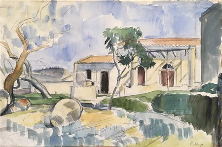 Christian Hess (Bozen 1895 – Schwaz 1944) Haus in Sizilien, um 1927;Aquarell,...