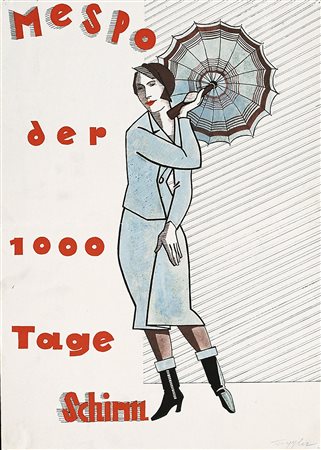 Erich Torggler Mespo – der 1000 Tage Schirm;Tusche, Tempera, 39,8 x 29,7 cm,...