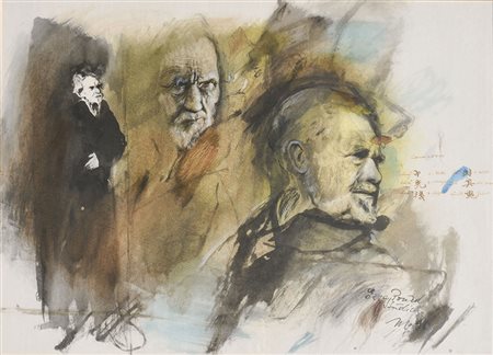 Markus Vallazza Ezra Pound Studien, 1991;Tusche, Aquarell, 44,5 x 61,5 cm,...