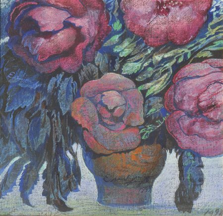 Ernst Fuchs (Wien/Vienna 1930 – Wien/Vienna 2015) Blumenvase, 1994;Pastell,...