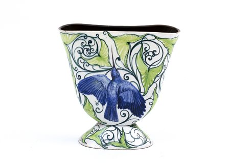 RENATO BASSANELLI Vaso con uccelli, anni ’20 Terracotta dipinta in policromia...