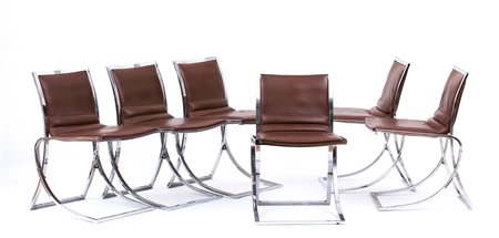 MARCELLO CUNEO (attribuito a) Serie di sei sedie, anni ‘70 Struttura in...