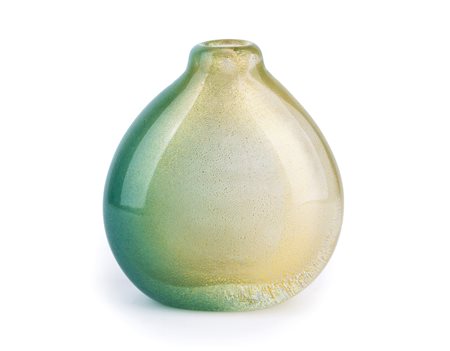 A.V.E.M. - MURANO Vasetto verde e oro, anni ‘50 Vetro sommerso, h. 13 cm