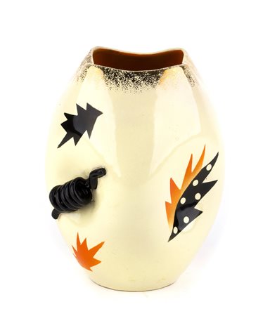PUCCI - UMBERTIDE Vaso a forma irregolare beige, nero e arancione, anni ‘50...