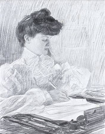 CAMILLO INNOCENTI Donna che scrive Zincografia, 15,8 x 12,3 cm