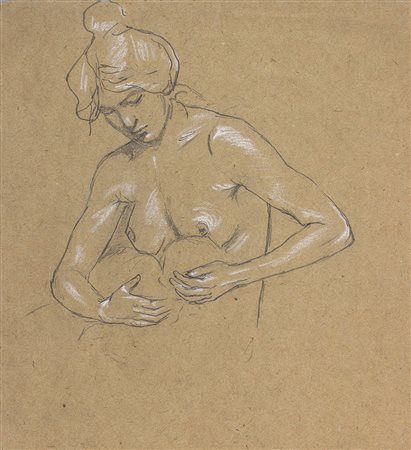 GIUSEPPE ROMAGNOLI Maternità, 1900 Matita e pastello su carta, 22 x 20 cm