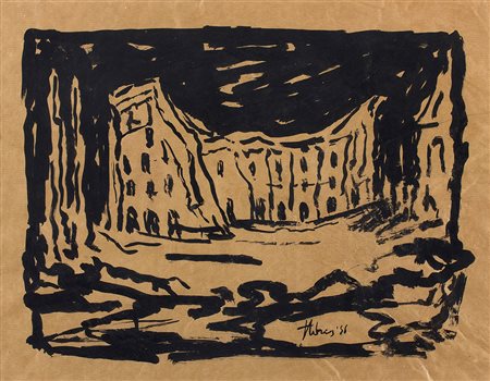 GIOVANNI STRADONE Colosseo, 1956 Acrilico su carta, 38 x 48,5 cm Firma e data...