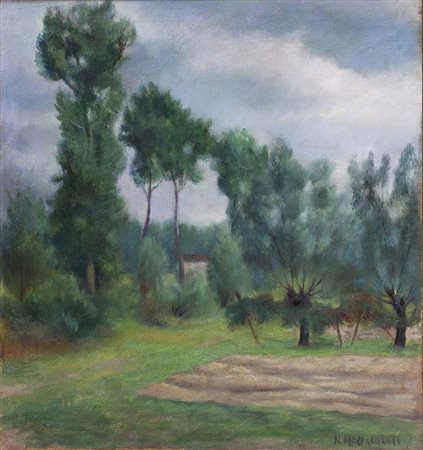 RENATO MARINO MAZZACURATI Paesaggio, 1930 ca. Olio su tela, 71 x 66 cm Firma...