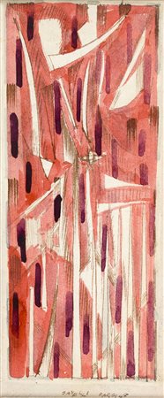 ANGELO SAVELLI Senza Titolo - Parigi, 1948 China colorata su carta, 20 x 9 cm...