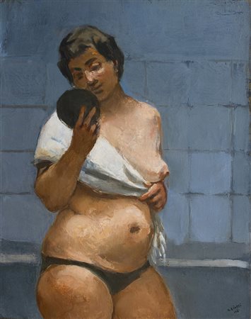 ALBERTO ZIVERI Donna allo specchio, 1961 Olio su tela, 70 x 55 cm Firma e...