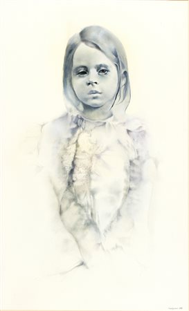 RENZO VESPIGNANI Ritratto di Bambina, 1974 Tecnica mista su carta, 88 x 54 cm...