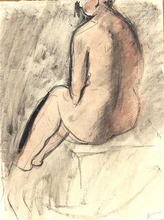 MARIO SIRONI Nudo femminile, 1927 Tecnica mista su carta, 44 x 33 cm Firma in...