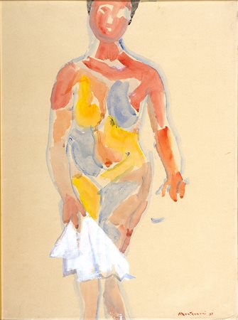 LUIGI MONTANARINI Nudo femminile, 1985 Gouache su carta intelata, 80 x 60 cm...