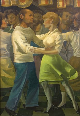 PINO PONTI Ballo in Periferia, 1953/54 Oilo su tela, 153,4 x 104,5 cm Firma...