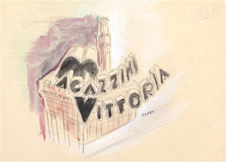 LUCIO VENNA Magazzini Vittoria Matita e acquerello su carta, 31,5 x 23,5 cm...