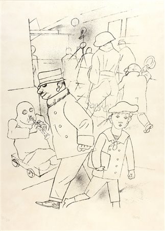 GEORGE GROSZ Straßenecke, 1922 Litografia, es. 26/30, 55 x 40 cm Firma in...
