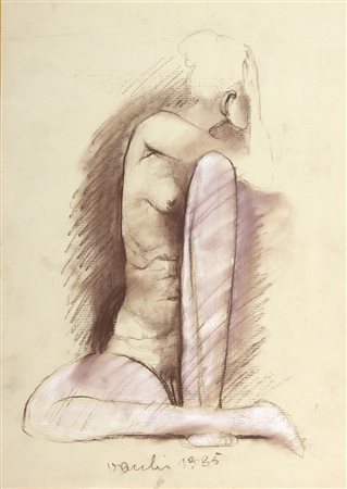 SERGIO VACCHI Nudo, 1985 Tecnica mista su carta, 49,5 x 34,5 cm Firma e data...