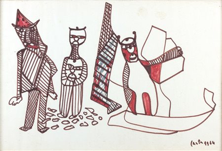 SEBASTIANO CARTA Senza titolo, 1964 Gouache su carta, 32 x 47 cm Firma e data...