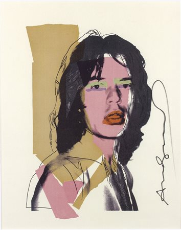 ANDY WARHOL Mick Jagger By Andy Warhol, 1975 Offset a colori su carta, 39 x...