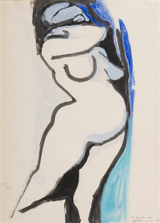 TOTI SCIALOJA (Roma 1914 - 1998) Nudo femminile, 1949 Tempera su carta, cm....