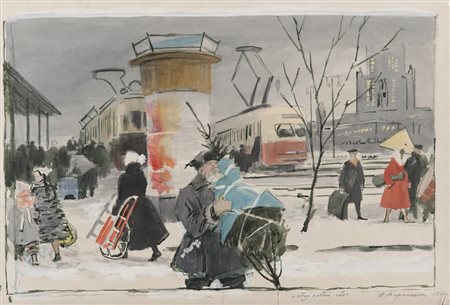 VLADIMIR STEFANOVICH TARASENKO (Russia 1938 - 2002) Stazione del treno, 1961...