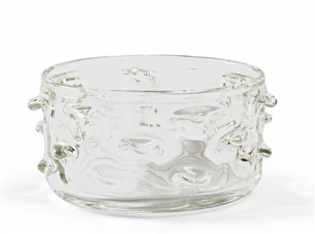 BAROVIER & TOSO, Murano, 1940 ca. Vaso in vetro trasparente decorato con...