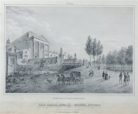 "Tempio della B.V. delle Grazie in Udine" cm. 40x52 - incisione M. Moro