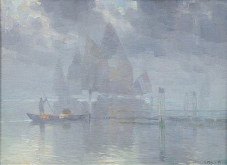 Emo Mazzetti 1870-1955 "Gondola in laguna" cm. 16x22 - olio su tavoletta...