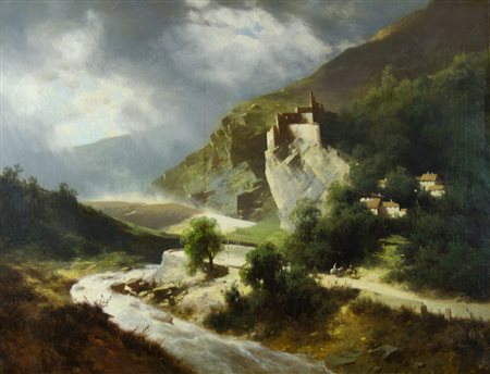 Leopold Heinrich Voscher 1830-1877 "Paesaggio alpino" cm. 63x83 - olio su...