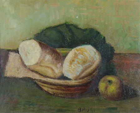 Gino Brogi 1902-1989 "Cesto e pane" cm. 40x50 - olio su tela Firmato b. a d....