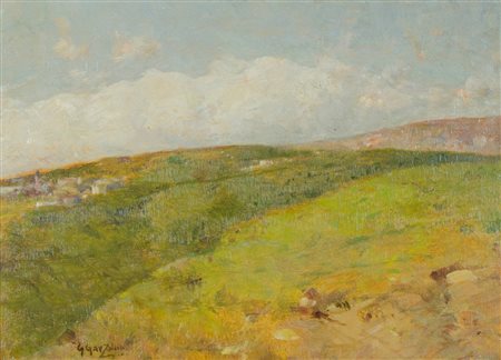 Giuseppe Garzolini Trieste 1850-1938 "Paesaggio" cm. 24x33 - olio su cartone...